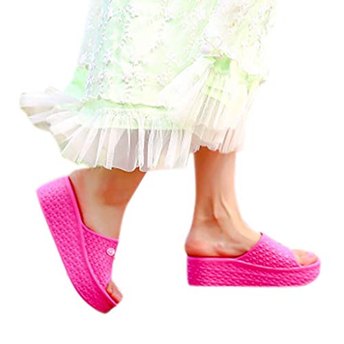 Yvelands Soles Gruesos Moda Mujeres Liquidación Verano Sandalias Plataforma Zapatos Playa Hoyo (Rosa Caliente,36)