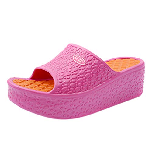 Yvelands Soles Gruesos Moda Mujeres Liquidación Verano Sandalias Plataforma Zapatos Playa Hoyo (Rosa Caliente,36)