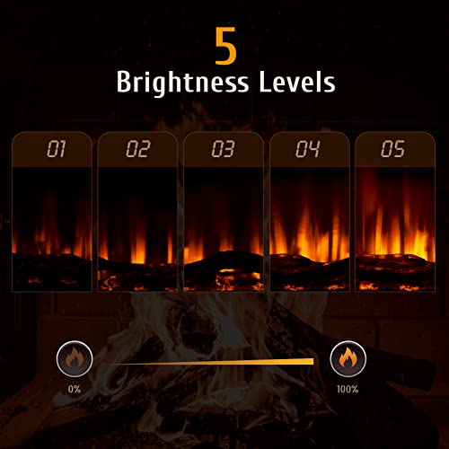 Z ZELUS Chimenea Eléctrica de 5 Colores y 5 Efectos de Llamas Chimenea Decorativa 900W/1800W para Dormitorio y Salón Chimenea Eléctrica de Pared de Control Remoto