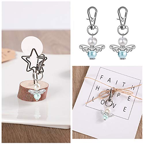 Zasiene Llavero Ángel 30 Piezas Llavero Estilo Ángel de la Guarda Bautizos Boda Llavero Decoraciones Favores de Boda Regalos con Bolsa de Organza + Etiqueta de Amor en Blanco