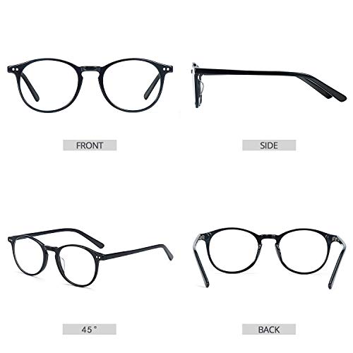 ZENOTTIC Montura de Gafas Redondas de Acetato para Hombres Mujeres Lente Transparentes