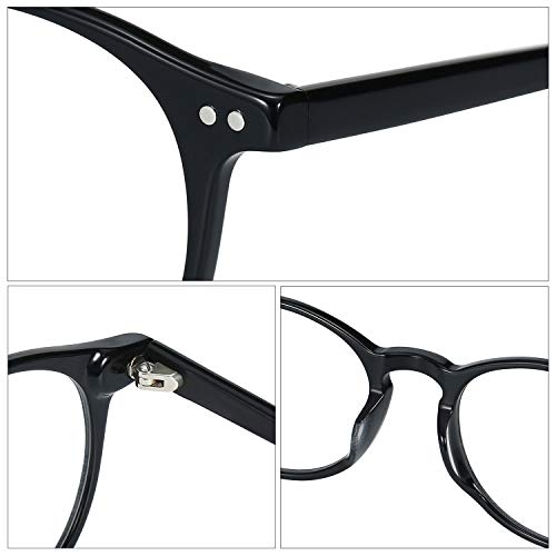 ZENOTTIC Montura de Gafas Redondas de Acetato para Hombres Mujeres Lente Transparentes