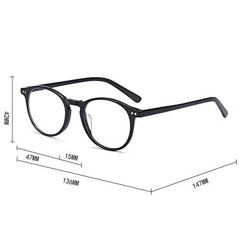 ZENOTTIC Montura de Gafas Redondas de Acetato para Hombres Mujeres Lente Transparentes