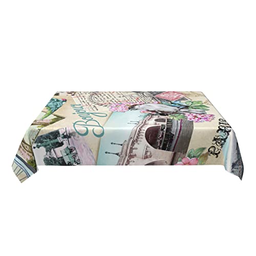 zsst Mantel rectangular vintage París paisaje romance oblongo mesa cubierta mesa cubierta fiesta comedor cocina decoración 54 x 72 pulgadas