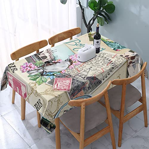 zsst Mantel rectangular vintage París paisaje romance oblongo mesa cubierta mesa cubierta fiesta comedor cocina decoración 54 x 72 pulgadas