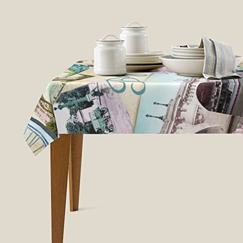 zsst Mantel rectangular vintage París paisaje romance oblongo mesa cubierta mesa cubierta fiesta comedor cocina decoración 54 x 72 pulgadas