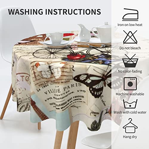 zsst Mantel redondo París Romance Vintage Collage Circular Table Cover Fiesta Comedor Cocina Decoración 60 pulgadas