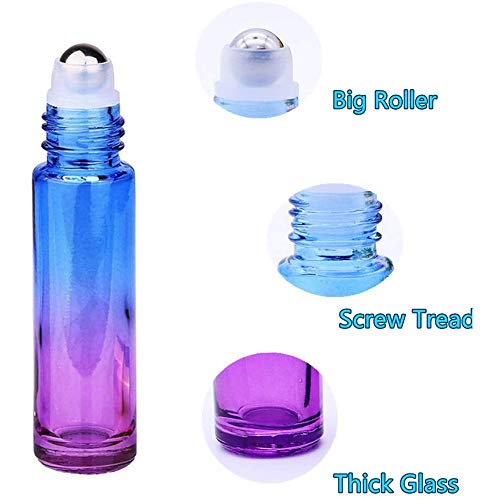 10 Botellas de Aceite Esencial de 10 ml, Botellas de Vidrio Gradiente, con Embudo, Abridor, Etiquetas, para Aceites Esenciales, Botellas de Perfume de Masaje