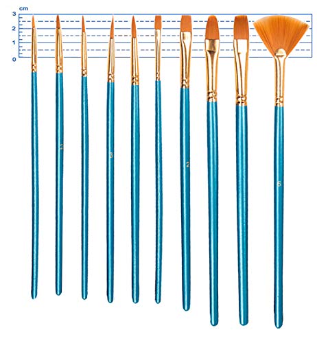 10 Piezas Pinceles Pintura Acrílica, Nailon Pinceles Acrilico Finos Juego de Pinceles para Pintar al Óleo