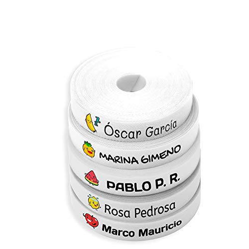 100 Etiquetas Personalizadas para ropa con Icono en Color a seleccionar. Tela Blanca. (Frutas)