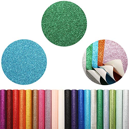20 Hojas de Cuero Sintético Brillante Hojas de Tela de Cuero Falso PU para Navidad Vacaciones Manualidades Boda Costura Lazo de Pelo Clips de Pelo Favores Decoración, 8,3 x 11,8 Pulgadas