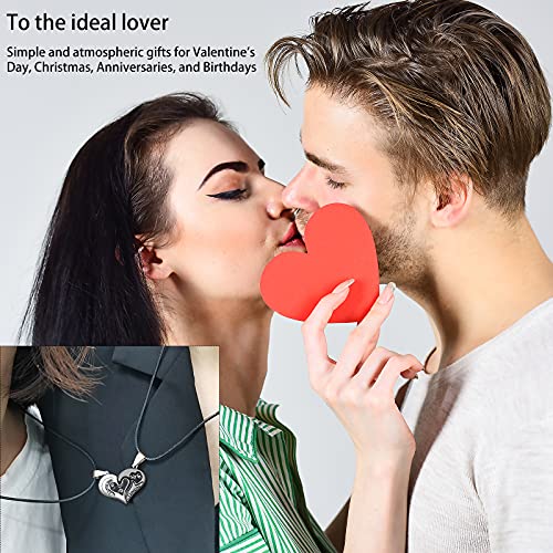 2Pcs Collar de Pareja, Acero Inoxidable Unidades Collar con Colgante de Puzle de Estrás, Corazón con Grabado I Love You, Pareja de Enamorados Regalo de San Valentín de Navidad Cumpleaños Cadena