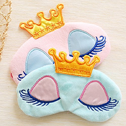 3d cartoon ojo dormir máscara cubierta corona estilo viaje dormir venda ojo sombra máscara, color azul