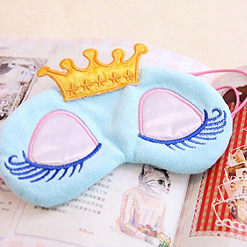3d cartoon ojo dormir máscara cubierta corona estilo viaje dormir venda ojo sombra máscara, color azul