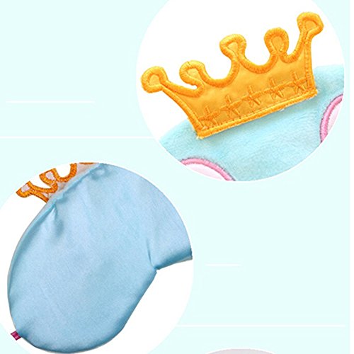 3d cartoon ojo dormir máscara cubierta corona estilo viaje dormir venda ojo sombra máscara, color azul