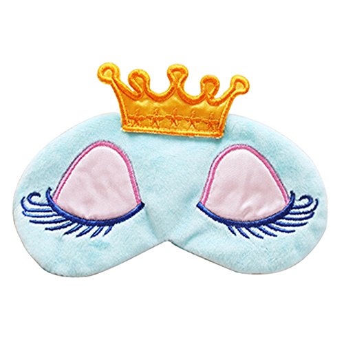 3d cartoon ojo dormir máscara cubierta corona estilo viaje dormir venda ojo sombra máscara, color azul
