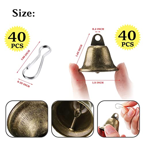 40Pzs Campana Pequeña Vintage, 42x38mm Campana de Bronce Vintage, Decoración de Campana Bricolaje, para Decoración del Hogar, Bodas, Decoración Festiva de Bricolaje,Adiestramiento Animal