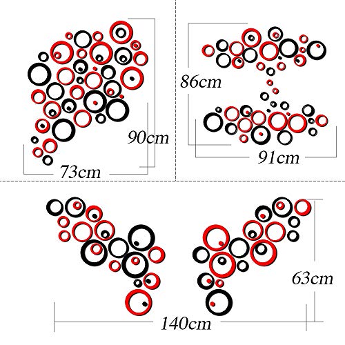 48pcs Pegatinas Pared Espejo Redondo Vinilos Adhesivos de Acrílico Decorativas DIY Decorar Hogar Habitación Dormitorio Baño