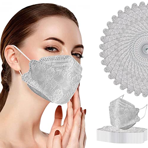 50 Unidades Pañuelos forma de pez Adultos antipolvo Bufandas Reutilizables 5 Capa Elástico Earloop Neckerchief Chal Bandanas con tipo pez,Color sólido (talla única, 17#)