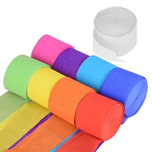 9 Rollos Papel Crepé Cintas Papel Pinocho 25m x 4,5cm 9 Colores para Flores Manualidades Adornos Decoración Boda Fiesta Infantil Cumpleaños