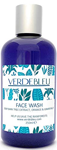 99% Natural GEL JABÓN FACIAL - ALOE VERA, NARANJA Y POMELO - 250ml de VERDEBLEU. Sin Sulfatos, Sin Parabenos. pH 5.5 Equilibrado. Donamos el 5% de Ganancias para Ayudar a Salvar los Bosques Lluviosos.
