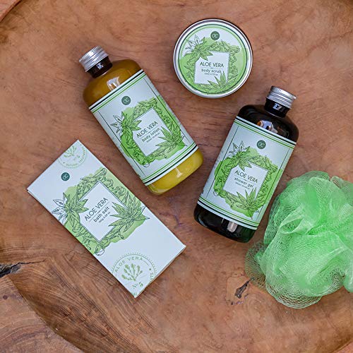 Accentra - Juego de baño de aloe vera de 6 piezas para regalo, juego de spa para cualquier ocasión.