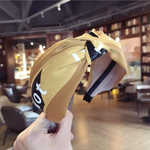 Accesorios para el Cabello Boutique de Alta Gama Contraste Color Carta Logo Cinta Anudada Banda Ancha Banda para el Cabello Diadema Banda para el Cabello Mujer-Verde