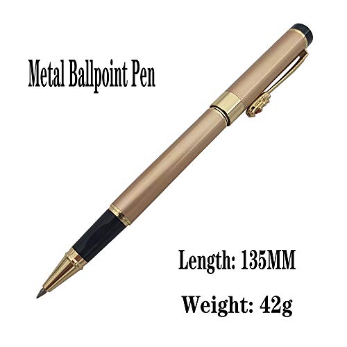 Accod Bolígrafo de punta fina de alta gama, con clip de metal, tinta negra, con dos recambios de 0,5 mm, caja de regalo premium (dorado)