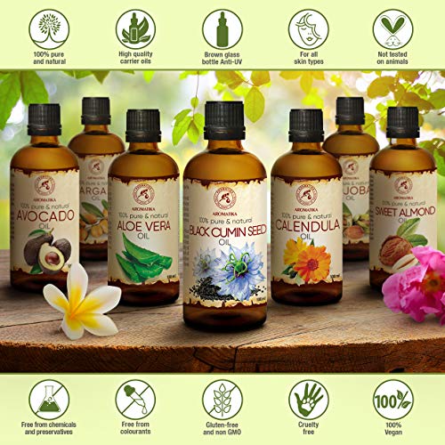 Aceite Comino Negro - 100ml - Nigella Sativa - Oleo Aceite Vegetal de Nigella Sativa - Prensado en Frío - Aceite Base - Aceite Portador - Aceite para la Piel - Cuidado del Cabello