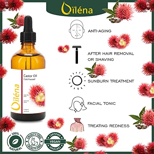 Aceite de Ricino Puro, Castor Oil, Acelera el Crecimiento del Pelo, Pestañas, Barba y Uñas. Prensado en Frío. Con Sérum Anticaída para Cabello de Hombre y Mujer. 100% Vegano 5000 ml