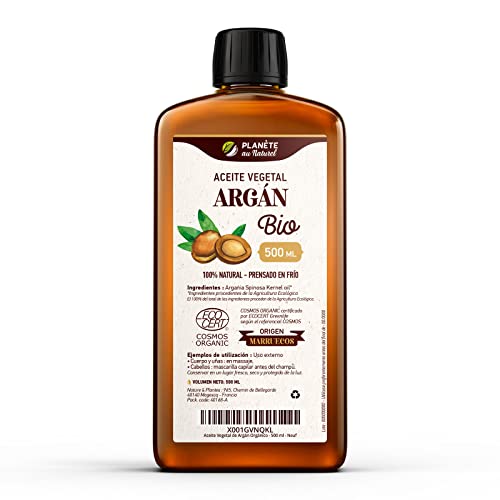 Aceite Vegetal de Argán Orgánico - Origen Marruecos - 500 ml - 100% Puro, Natural y Prensado en Frío