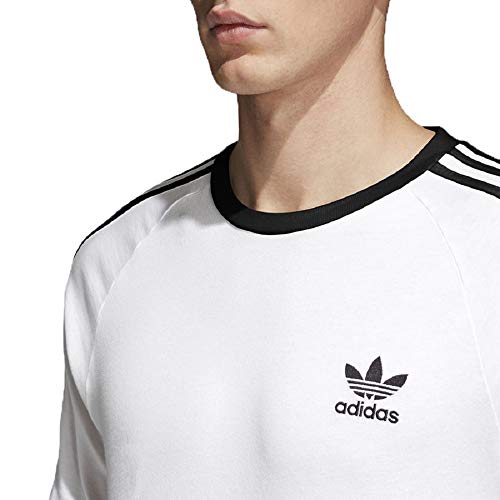 adidas Tres Bandas Camiseta de Manga Corta, Hombre, Blanco (White), XS
