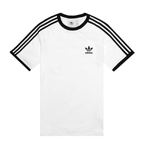 adidas Tres Bandas Camiseta de Manga Corta, Hombre, Blanco (White), XS
