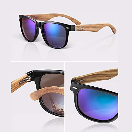 AMEXI Gafas de sol de madera para hombres y mujeres polarizadas UV400 CAT 3 CE con estuche, tela y bolsa (verde)
