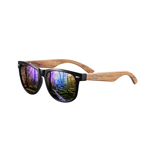 AMEXI Gafas de sol de madera para hombres y mujeres polarizadas UV400 CAT 3 CE con estuche, tela y bolsa (verde)