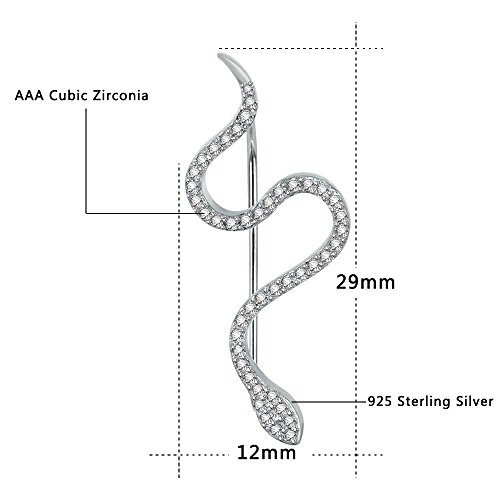 AoedeJ Snake Ear Climber Pendientes Cubic Zirconia 925 Sterling Silver Ear Crawler Cuffs Pendientes para mujeres Regalo (Rose-Gold)