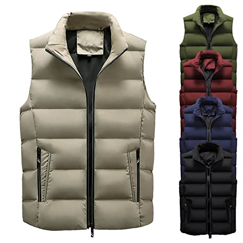 AOGOTO Chaleco grueso para hombre y mujer, acolchado acolchado acolchado de invierno cálido chaleco chaleco chaleco cómodo de moda, A-caqui, XXXXXXL