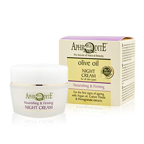 Aphrodite crema de noche reafirmante y nutritiva cuidado facial - crema facial hidratante piel seca con ácido hialurónico y aceite de argán - crema hidratante facial (50 ml)