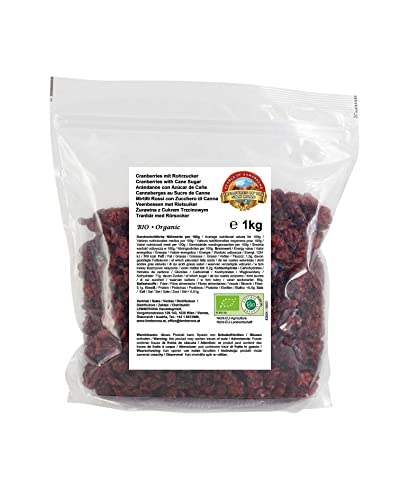 Arándanos Agrio BIO secos 1kg - endulzados con azúcar de caña - vegano