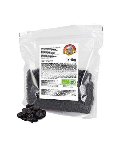 Arándanos BIO secos 1kg - arándanos dulces con azúcar de caña - vegano