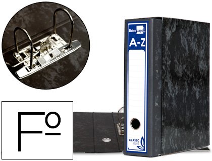 ARCHIVADOR DE PALANCA FOLIO JASPEADO NEGRO CON CAJA (PACK DE 8 ARCHIVADORES)