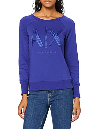 Armani Exchange French Terry Sudadera, Azul (True Blue 1563), X-Small (Talla del Fabricante: 32) para Mujer