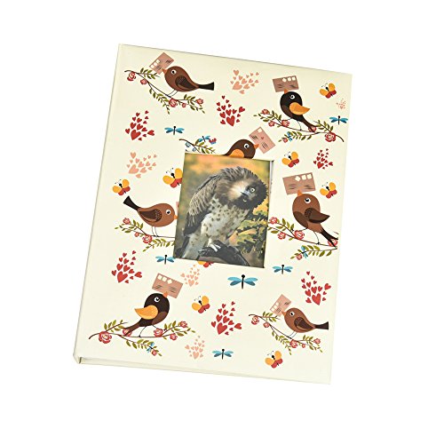 ARPAN - Álbum de Fotos, para 200 Fotos de 13 x 18 cm, con diseño de Moda, Foto con Ventana, Crema-pájaro-Floral, 21.5 x 4 x 28.5 cm