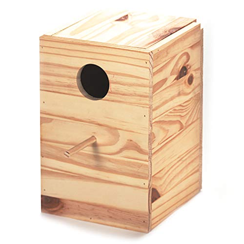 Arquivet Nido de Madera para ninfas, carolinas, cacatúas - 20 x 20 x 30 cm - Nido para pájaros de jardín - Nido cría para Aves Natural - Caseta de Madera para Aves
