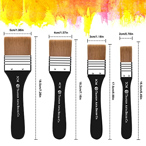 Artist Set Completo de Pinceles Pintura Acrilica, 4 Piezas Pinceles Acuarela Profesional Pincel de Artista para Acuarela/ Acrílico/ Gouache/ Aceite 2/3/4/5 cm