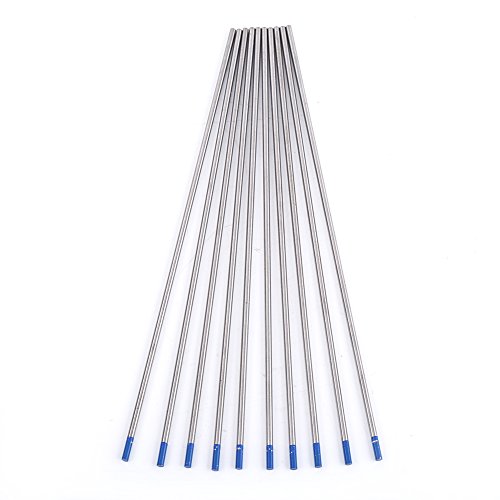 ASHATA 10 Piezas de electrodos de tungsteno de Soldadura, electrodo lantanado Punta Azul 1,0/1,6/2,4mm, Varilla de electrodo de tungsteno de Soldadura TIG Premium lantanada al 2%(2,4 x 175 mm)