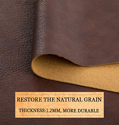 Aspecto Envejecido Cuero Sintético Grueso PU Tela De Tapicería De Vinilo De Grano De Piel Impermeable para Tapicería De Muebles Tapizado Sofá Sillas Cojín Estilo Vintage, 138x100cm(Color:20 Camel)