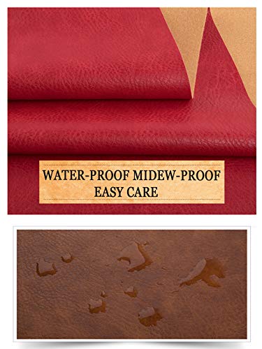 Aspecto Envejecido Cuero Sintético Grueso PU Tela De Tapicería De Vinilo De Grano De Piel Impermeable para Tapicería De Muebles Tapizado Sofá Sillas Cojín Estilo Vintage, 138x100cm(Color:20 Camel)