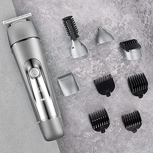 Axceed Máquina Cortar Pelo Profesional Cortapelos Hombre Recortadora Barba y Cortadora de Pelo Recortadora de Barba/Cara/Cuerpo/Nariz/Orejas/Ceja, 10 en 1 Set de Afeitado Multifunción (Gris)