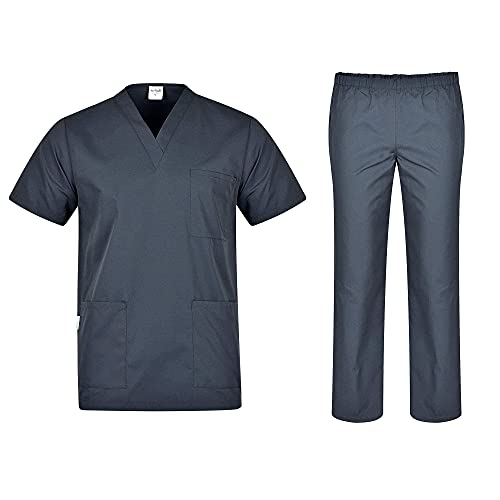 B-well Colombo Uniformes Sanitarios Mujer Casacas Sanitarias Mujer Pijama Sanitario Uniforme Enfermera Conjunto Casaca y Pantalón Gris Grafito XL